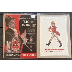 1930s & 1960s Alcohol Advertisements Schenley's & Johnnie Walker 1960 London